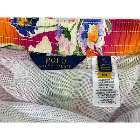Mens POLO RALPH LAUREN Orange Floral Bright Swim Trunks sz XL  Excellent Cond! - Picture 5 of 6